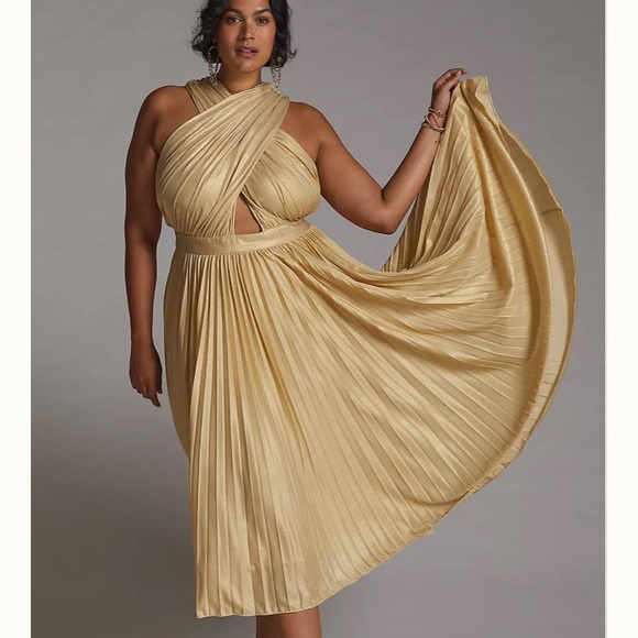 Anthropologie Dresses & Skirts - Anthropologie Gold Pleated Dress